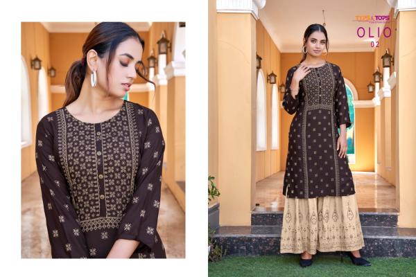 Tips & Tops Olio Festive Wear Fancy Kurti With Gharara